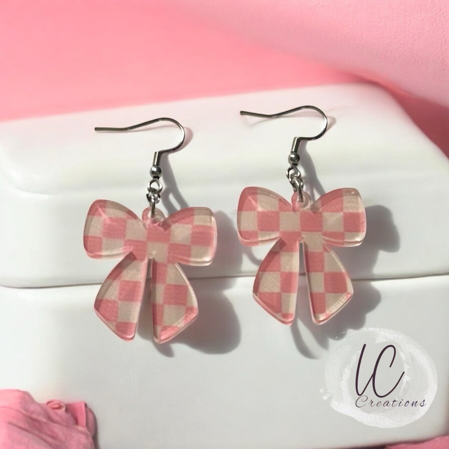 Pink Checkered Bow
