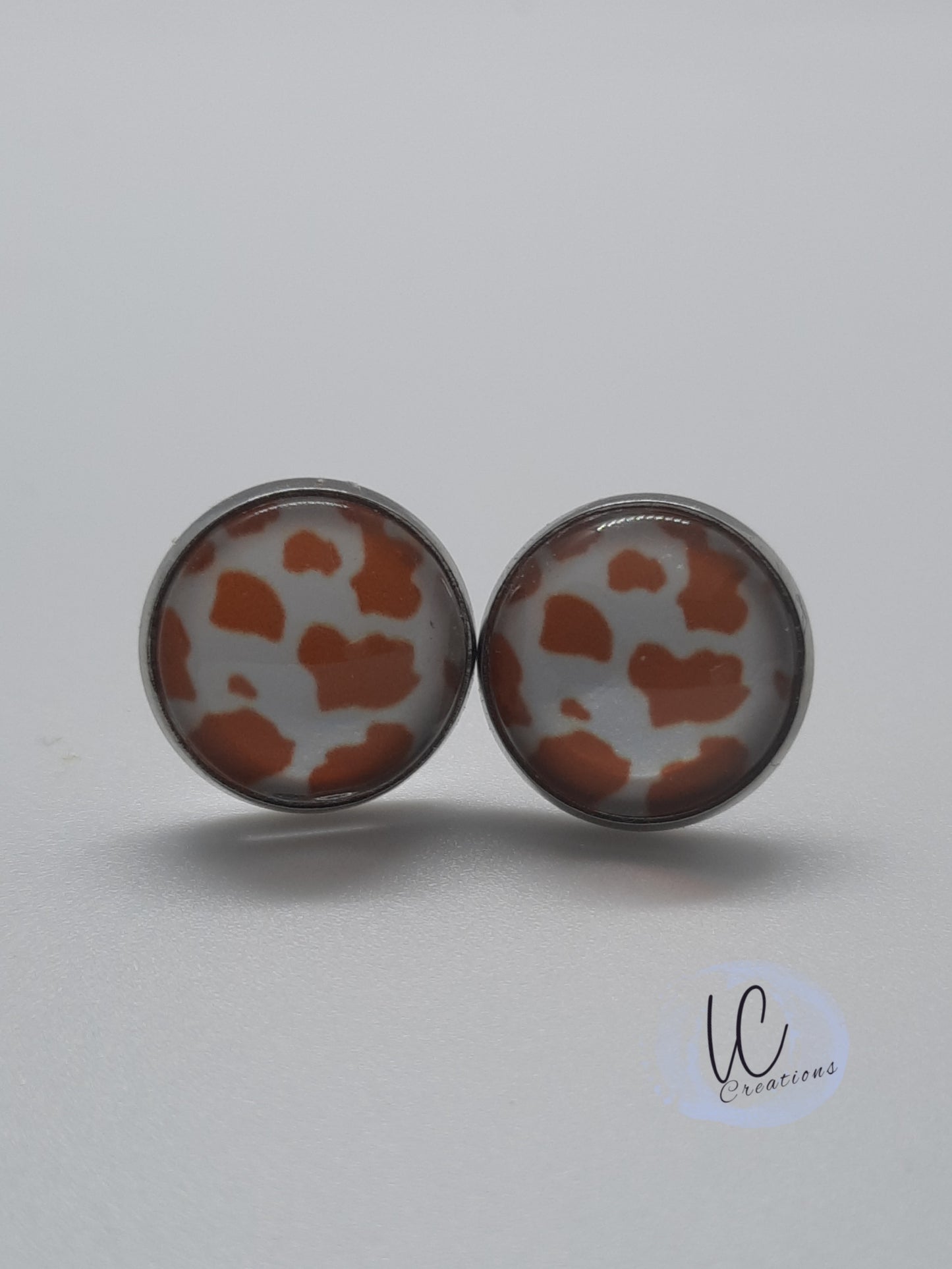 Rust Cow Print Stud
