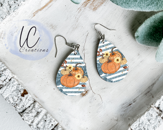 Stripes and Pumpkin Teardrop