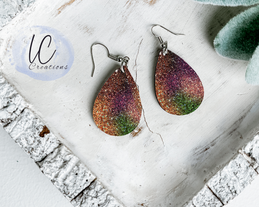 Fall Swirl Glitter Teardrop